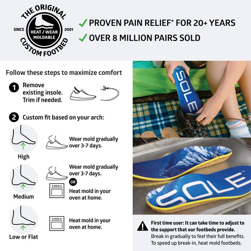 SOLE Performance Thick Insoles - Custom Moldable Orthotic Support for Any Arch Type, Plantar Fasciitis Relief - Mens Size 10/Womens Size 12, 1 Pair - Image 5